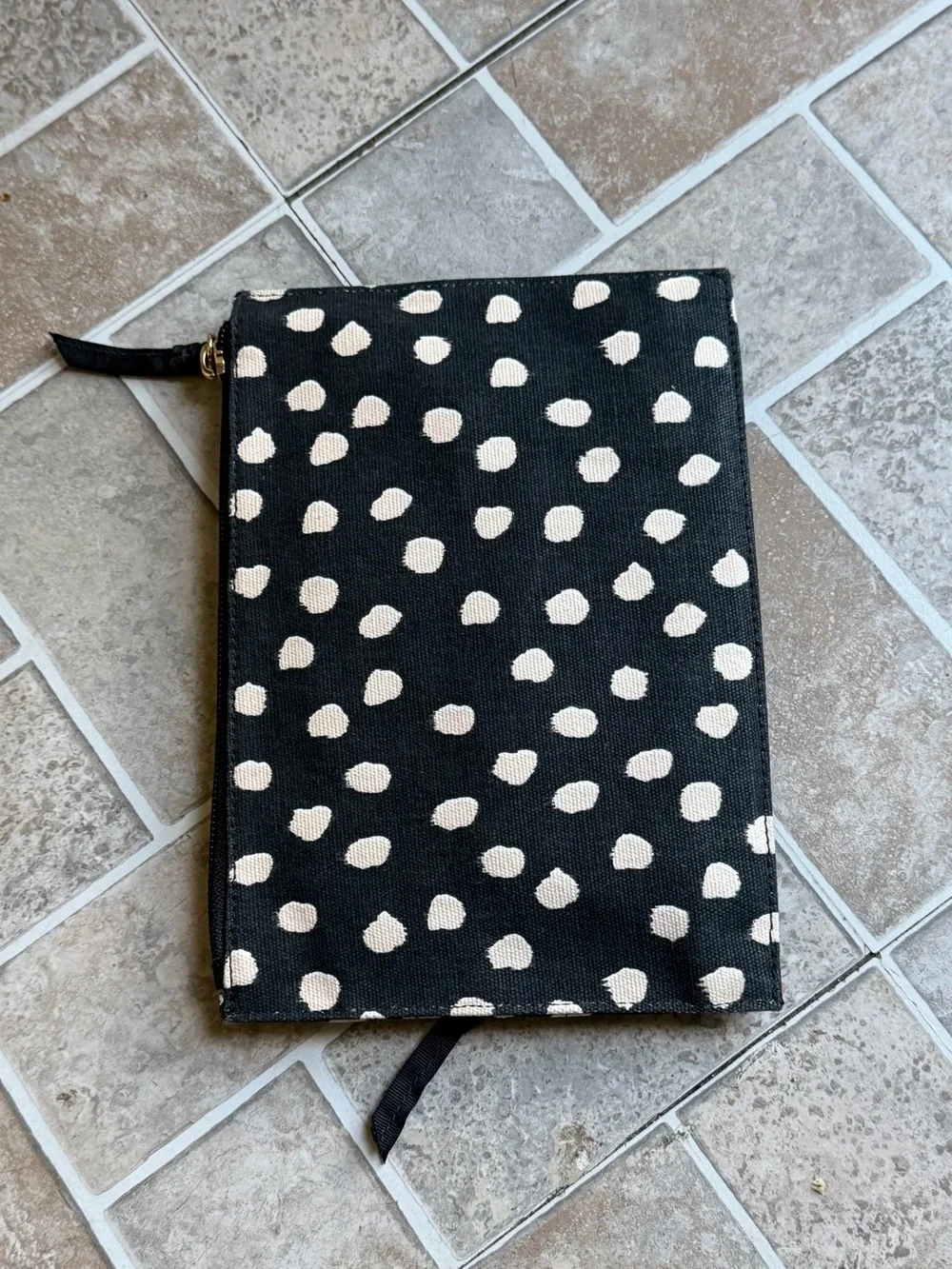kate spade Black & White Polka Dot Zip Cosmetic Pouch